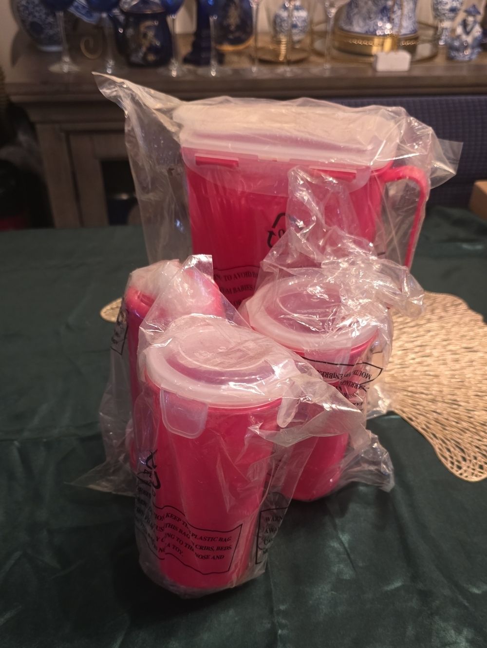 Pink Plastic Beverage Pitcher and Cups Set - Pink